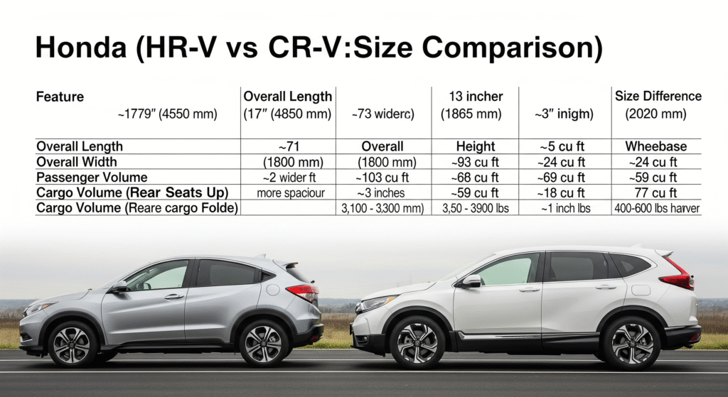 Honda HR-V and CR-V fuel economy comparison chart